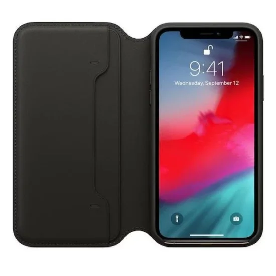 Apple Iphone Xs Max Leather Folio Case - Black
